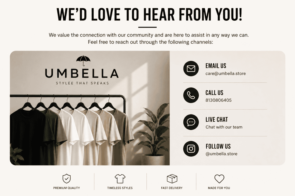 Contact UMBELLA Clothing - Streetwear Brand Support