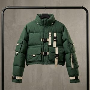 Tactical Forest Green Cropped Puffer Jacket