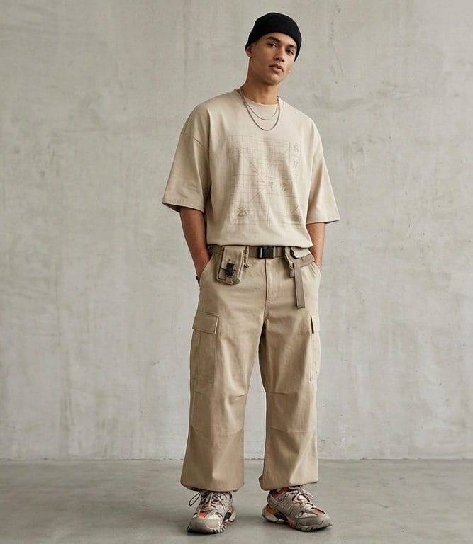 Beige Oversized Graphic T-Shirt