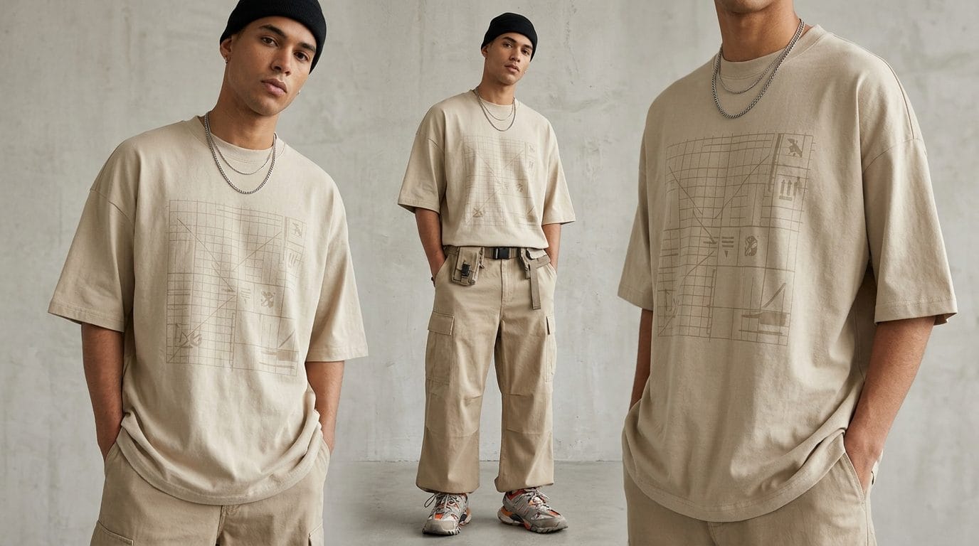 Beige Oversized Graphic T-Shirt - Image 4